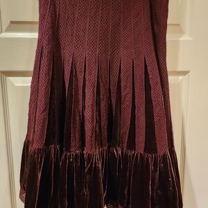 Free People Deep Burgundy A-Line Skirt